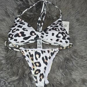 Plumeria Swimwear Leopard Print Bikini Set M